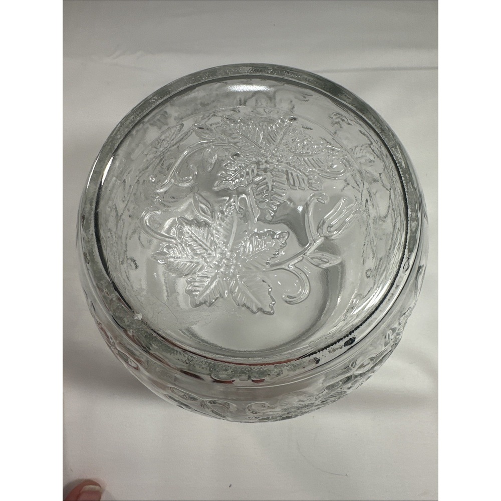 Vintage Princess House Glass Poinsettia "Fantasia" Canister Christmas Floral - Picture 6 of 8